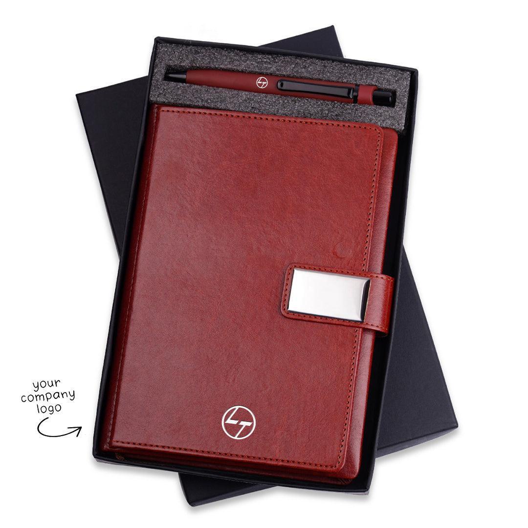 Personalized Company Logo - Wine color Diary & Pen Joining Kit - Gift Lift