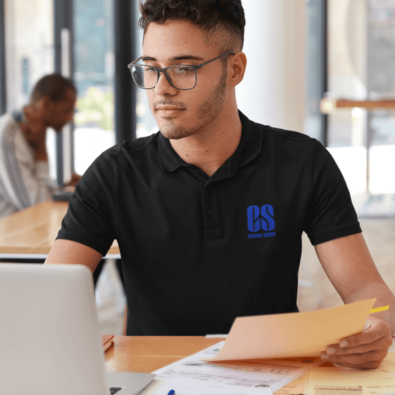 Personalized CS Logo Art Polo T-Shirt - Black - Gift Lift