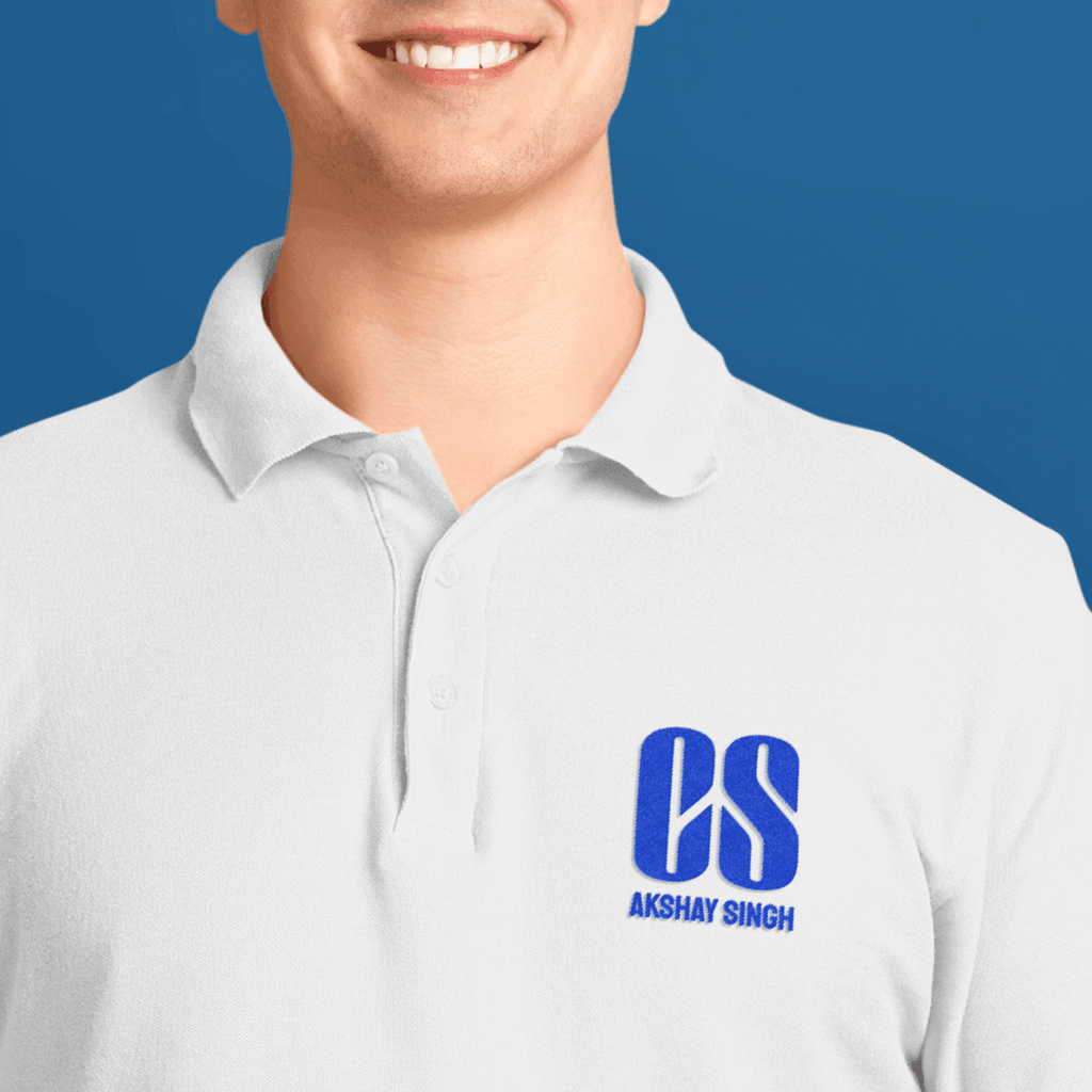 Personalized CS Logo Art Unisex Polo T-Shirt - White - Gift Lift