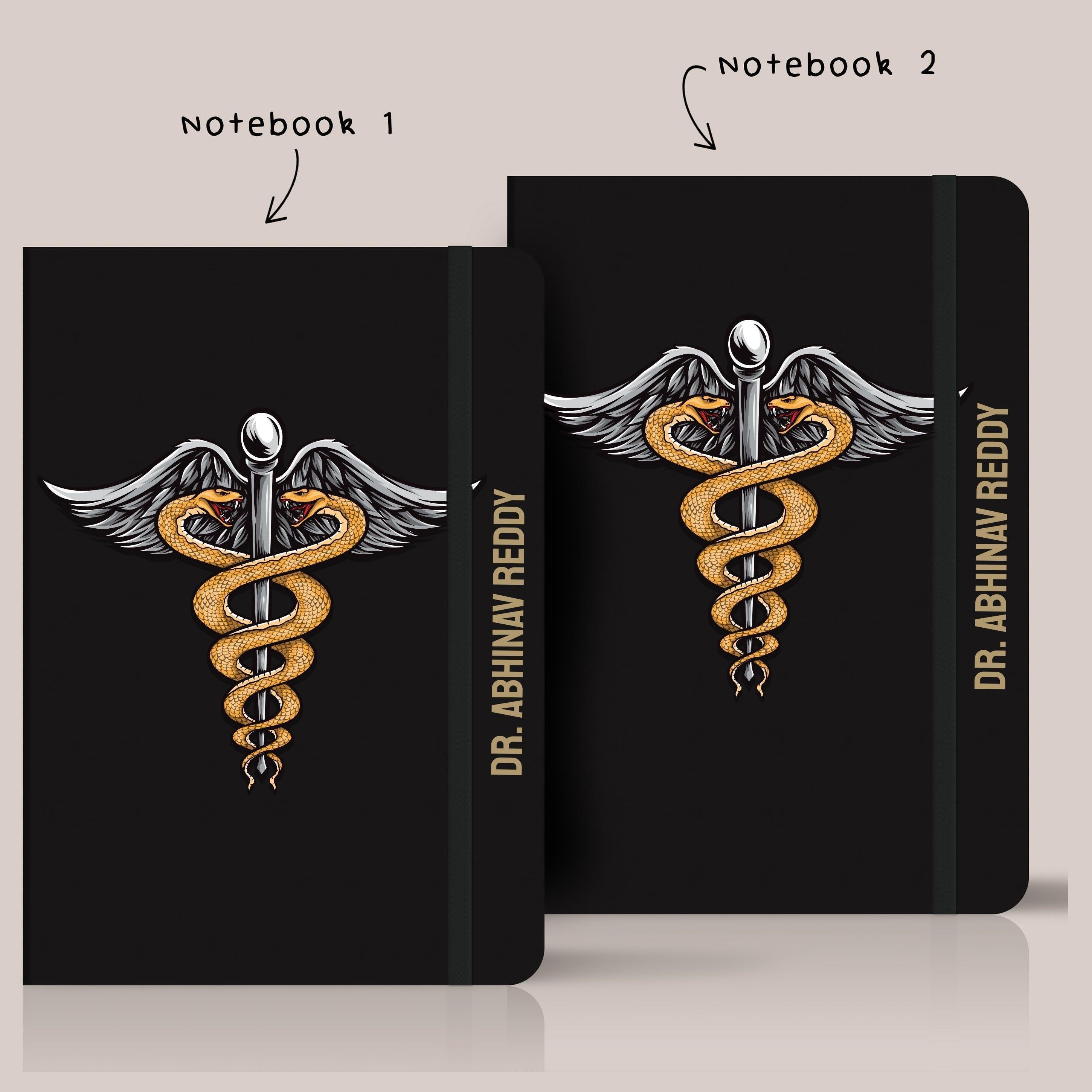 Personalized Doctor Snake Logo Name Note Book - Set of 2 | Personalised Gift - Gift Lift