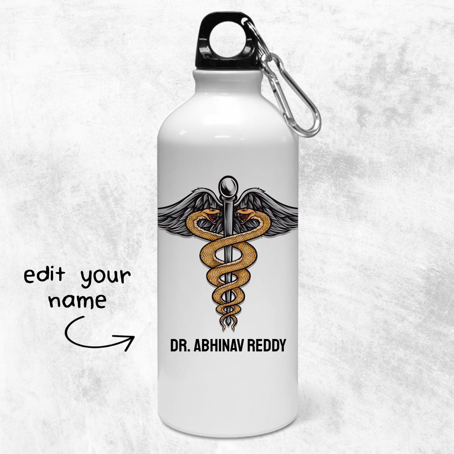 Personalized Doctor Snake Logo Name Water Bottle | Personalised Gift - Gift Lift