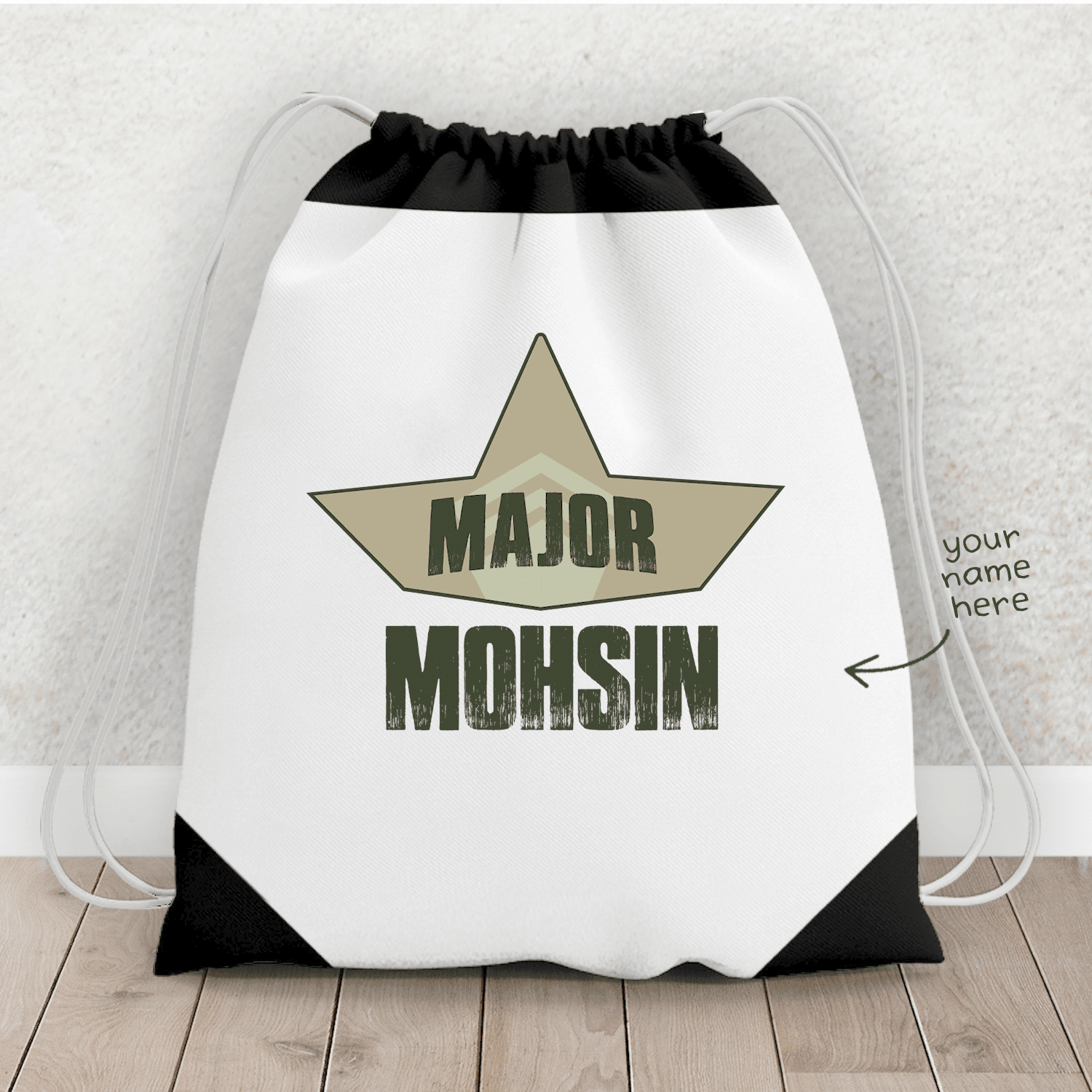 Personalized Drawstring Bag for Army | Major | Ideal Gift For Army Lovers - Gift Lift