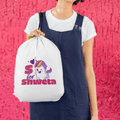 Personalized Drawstring Bag For Kids - Unicorn Ghost With Name & Initial - Gift Lift