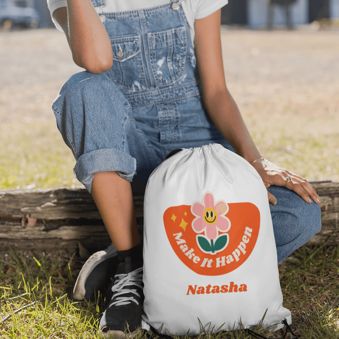 Personalized DrawString Bag With Make it Happen Art - Gift Lift