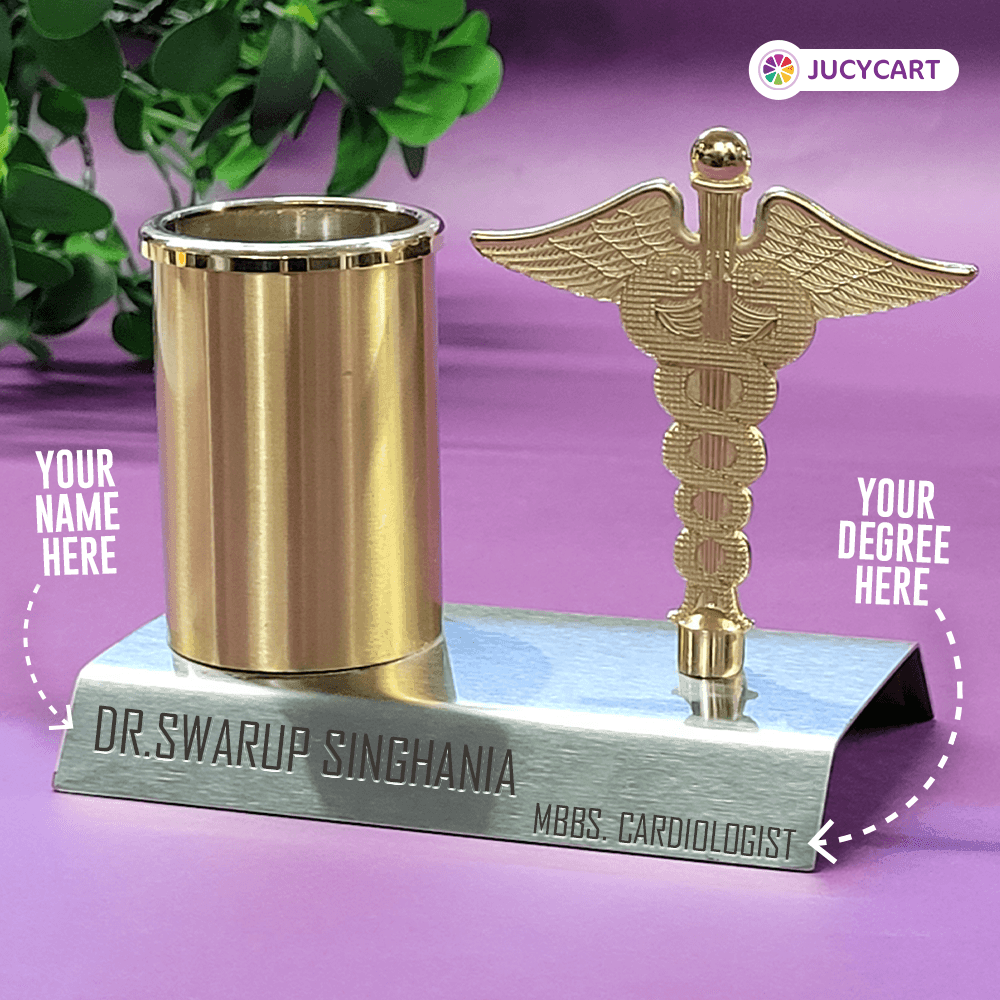 Personalized Golden Doctor Pen Stand | Personalised Gift - Gift Lift