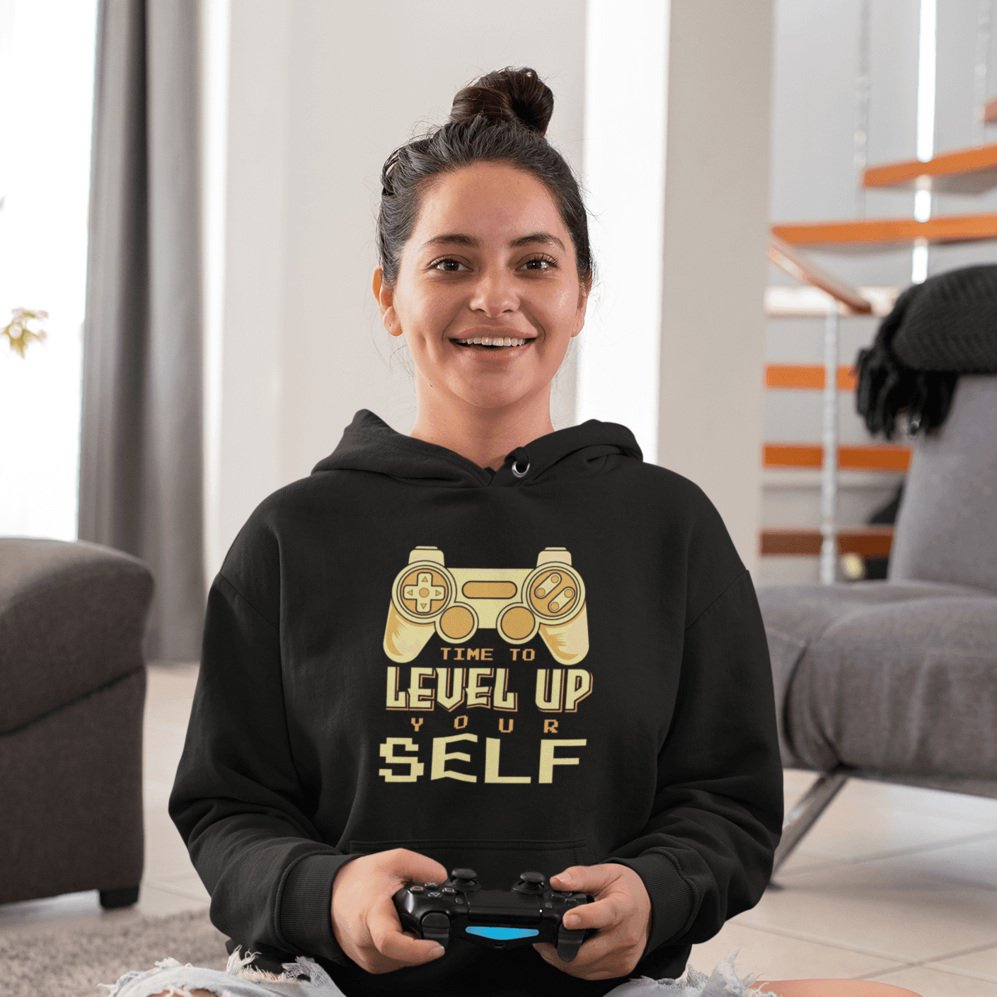 Personalized Graphic Printed Hoodie with your own text - Level Up Your Skills - Gift Lift