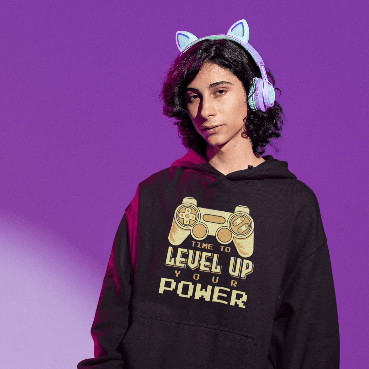 Personalized Graphic Printed Hoodie with your own text - Level Up Your Skills - Gift Lift