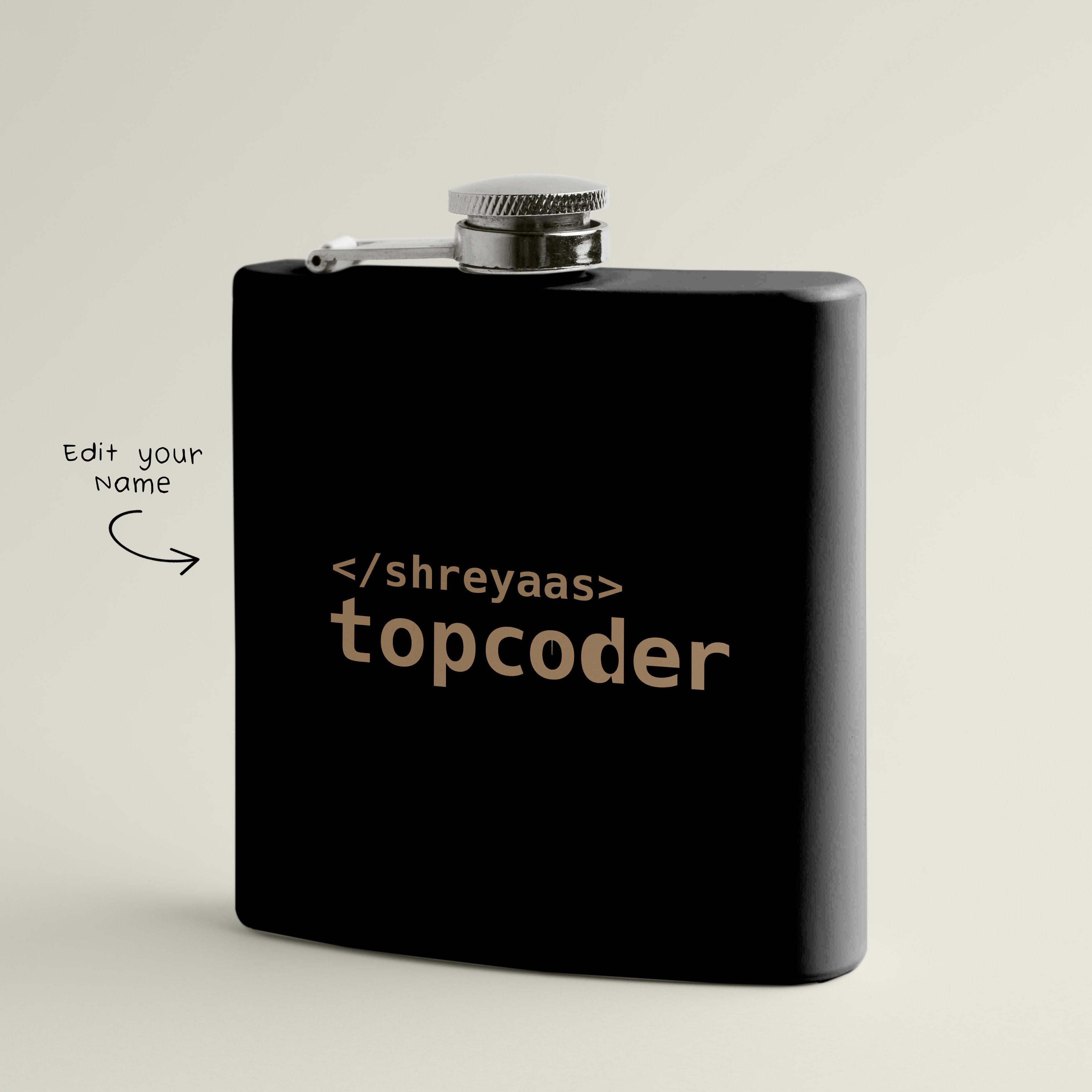 Personalized Hip Flask for Programmers- Top coder - Gift Lift