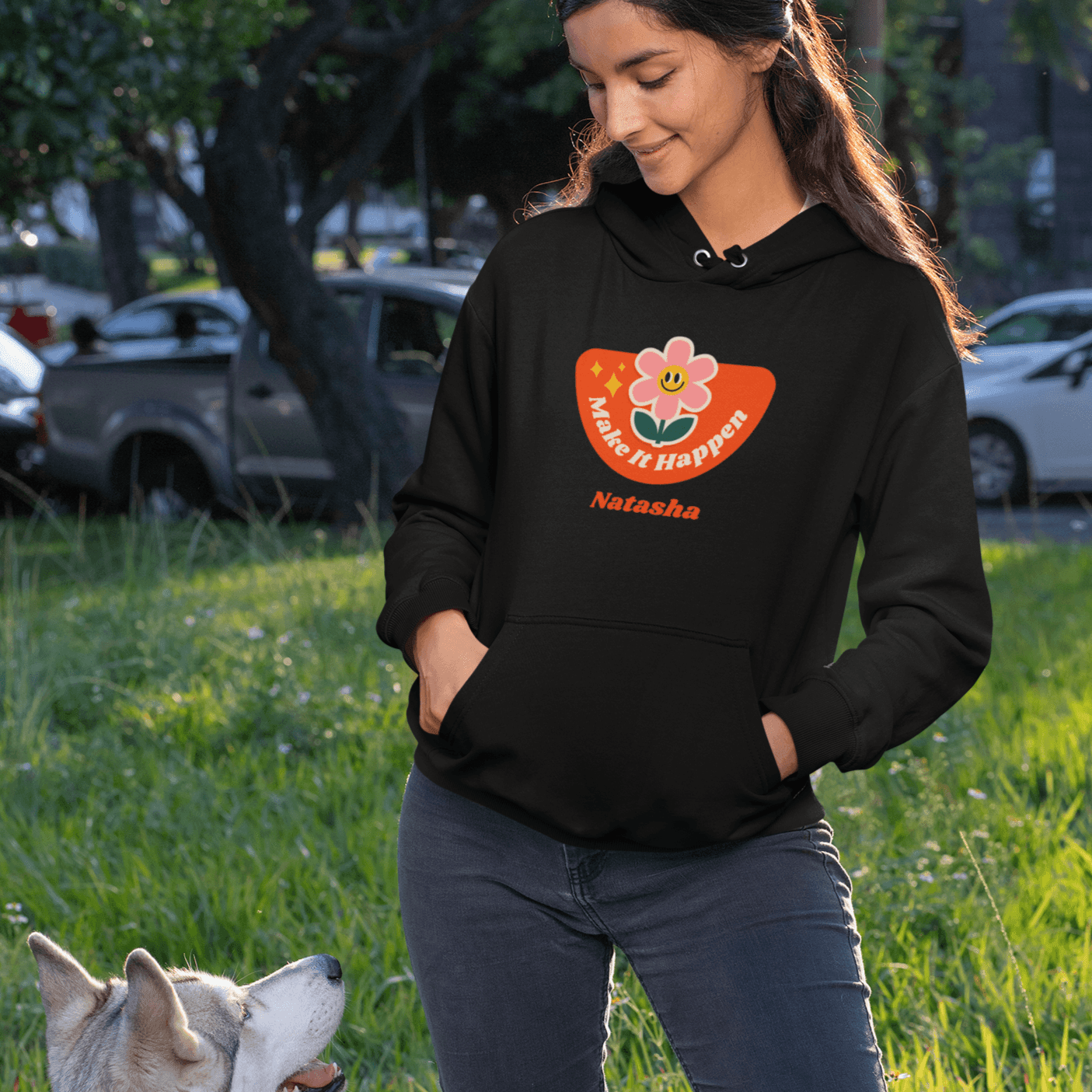 Personalized Hoodie With Make it Happen Art - Gift Lift