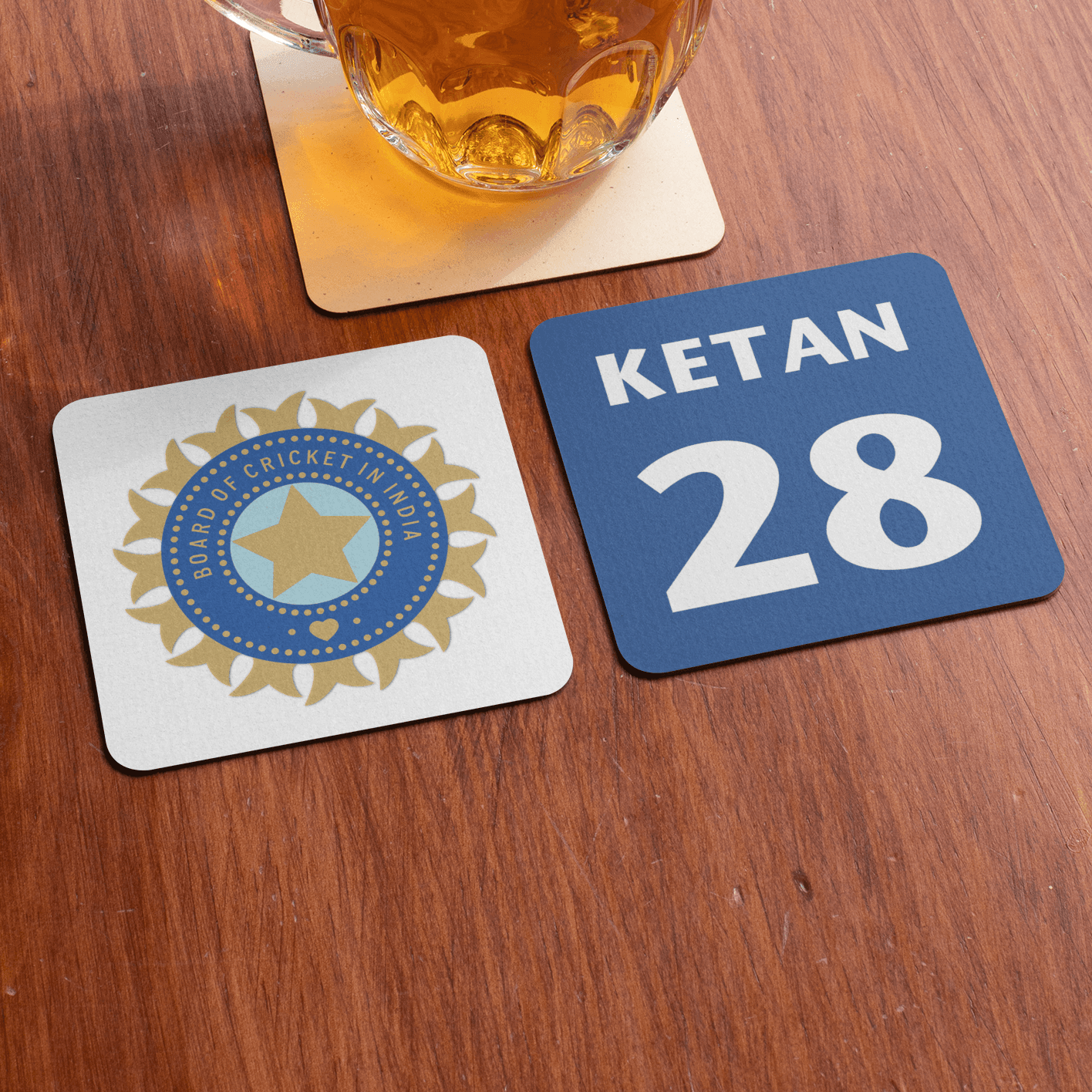 Personalized Indian Cricket Art Coaster - Set of 2 - Gift Lift