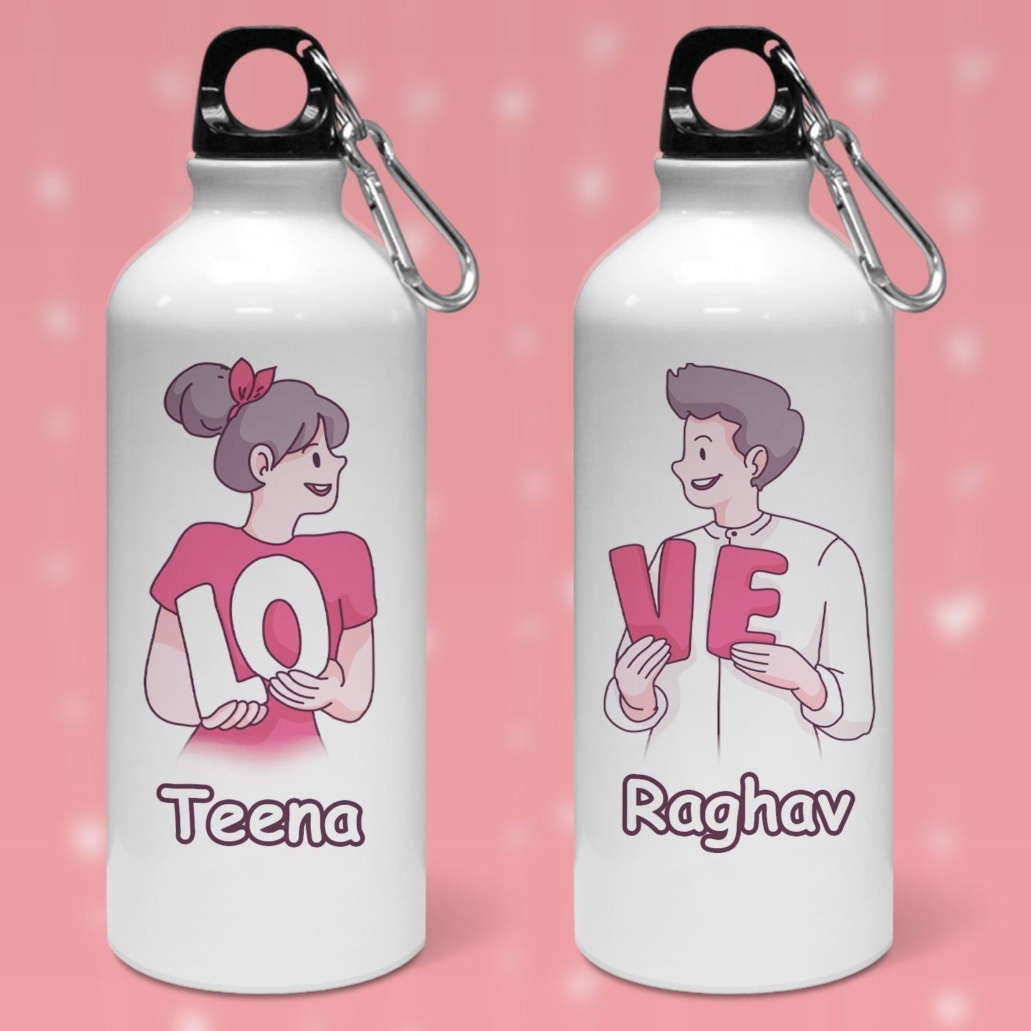 Personalized LOVE Couple Romantic Water Bottle - Set of 2 - Gift Lift