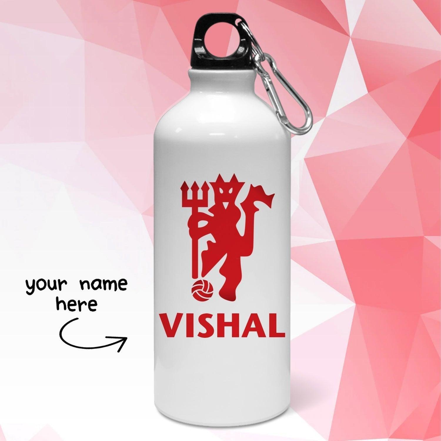 Personalized Manchester FC Red Devil Fan Art Water Bottle - Gift Lift