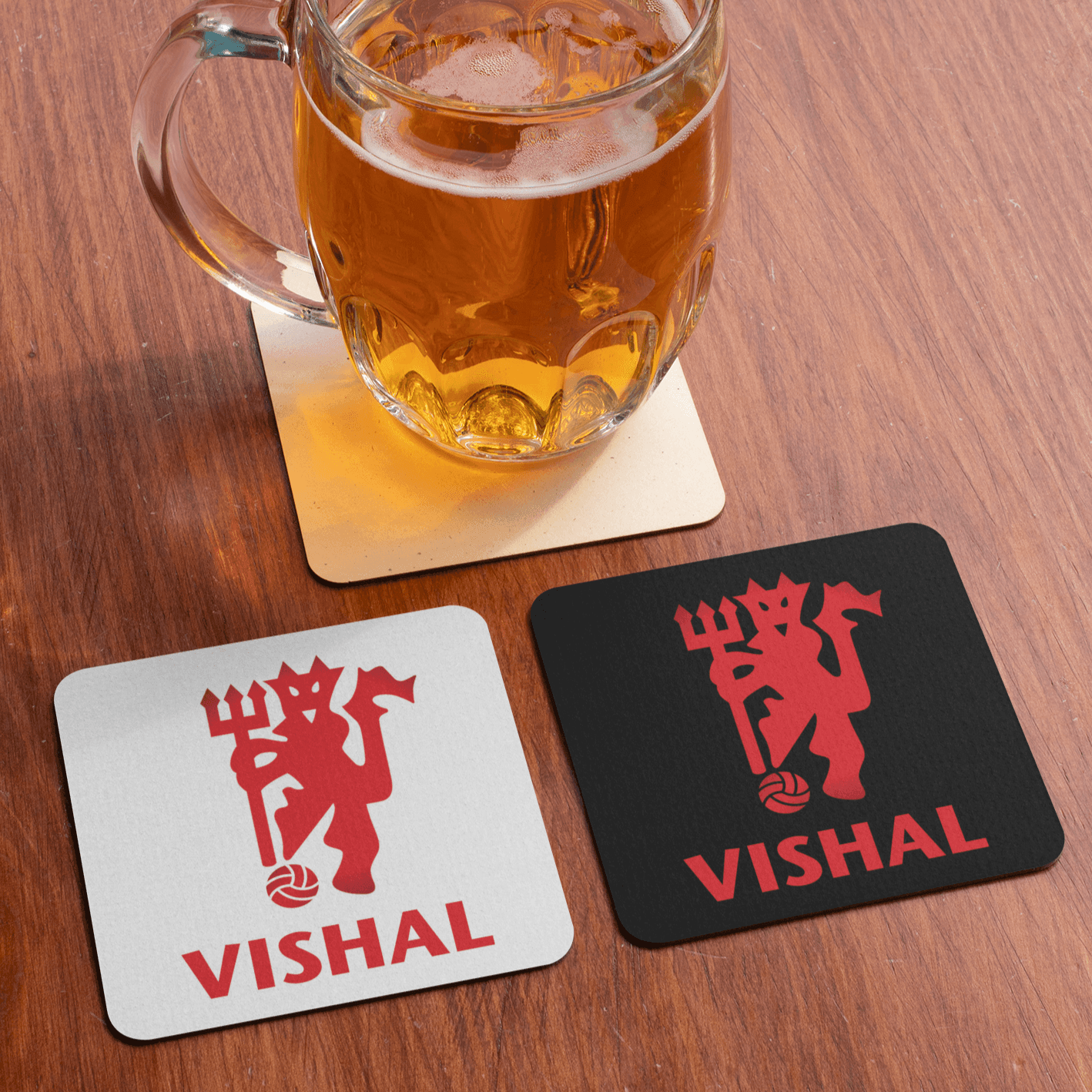 Personalized Manchester FC Red Devil Fan Coaster - Set of 2 - Gift Lift