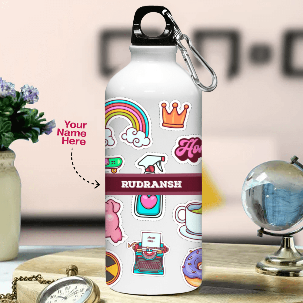 Personalized Metal Bottle For Kids - Cute Stickers With Your Name - Gift Lift
