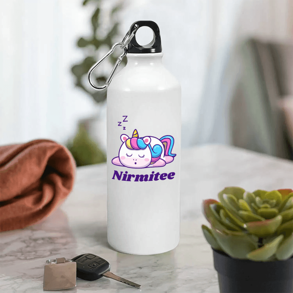 Personalized Metal Bottle with Sleepy Unicorn Art - Gift Lift