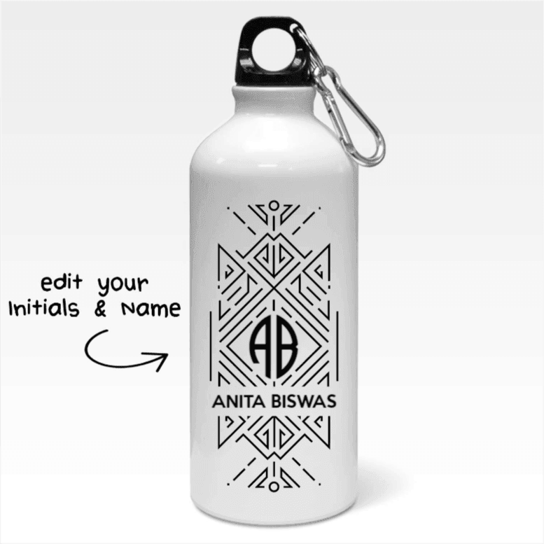 Personalized Monogram Initials & Name Tribal Art Water Bottle - Gift Lift