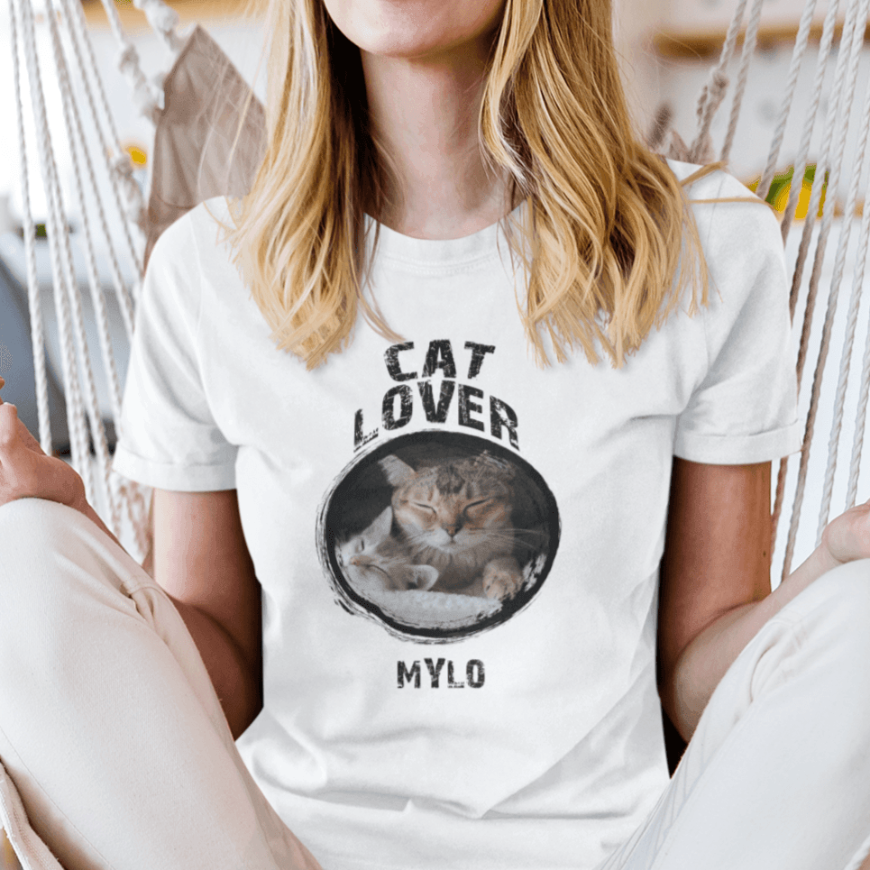 Personalized Pet Lover Art Unisex T-Shirt - 100% Cotton - Whie - Gift Lift