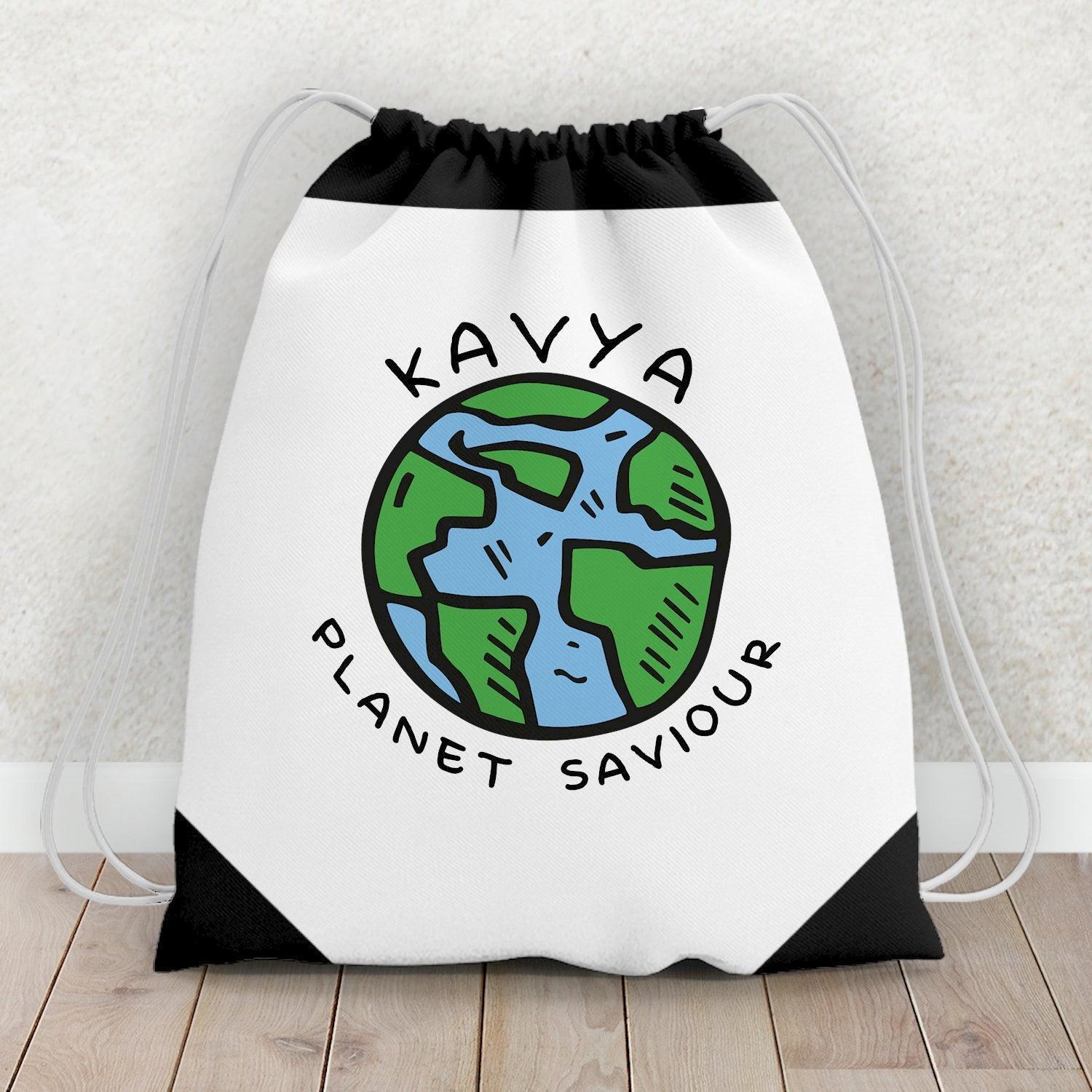 Personalized Planet Saviour Art Drawstring Bag - Gift Lift