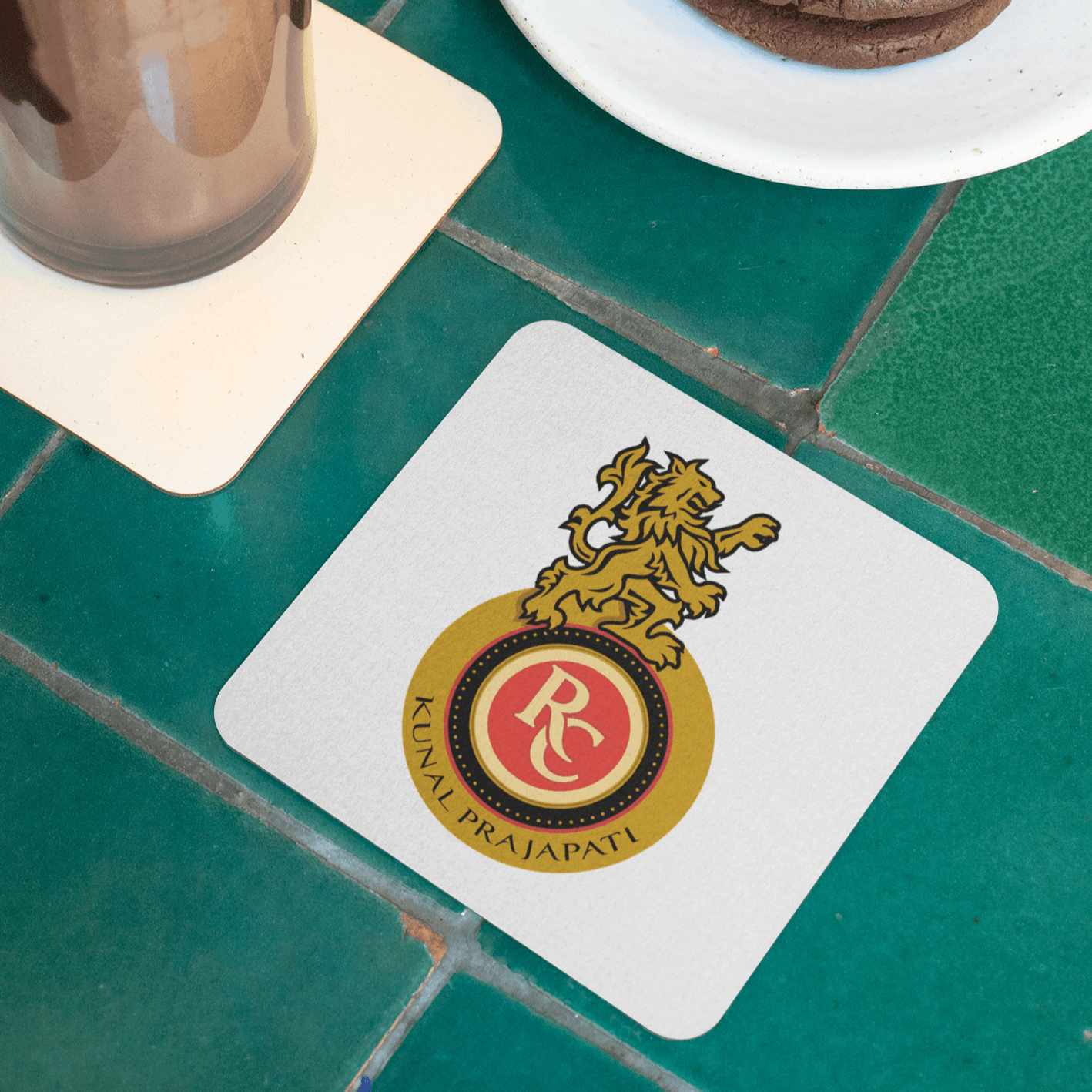 Personalized RCB Fan Cricket Art Coaster - Gift Lift