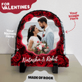 Personalized Rock Slate Photo Frame For Valentines | Your Image in Roses - Gift Lift