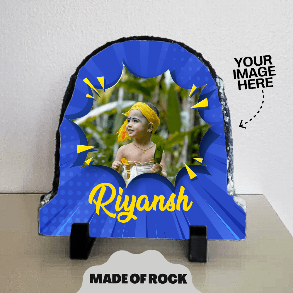 Personalized Rock Slate Photo Frame | Comic Image with Name - Gift Lift