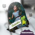 Personalized Rock Slate Photo Frame | Dino on Skateboard - Gift Lift