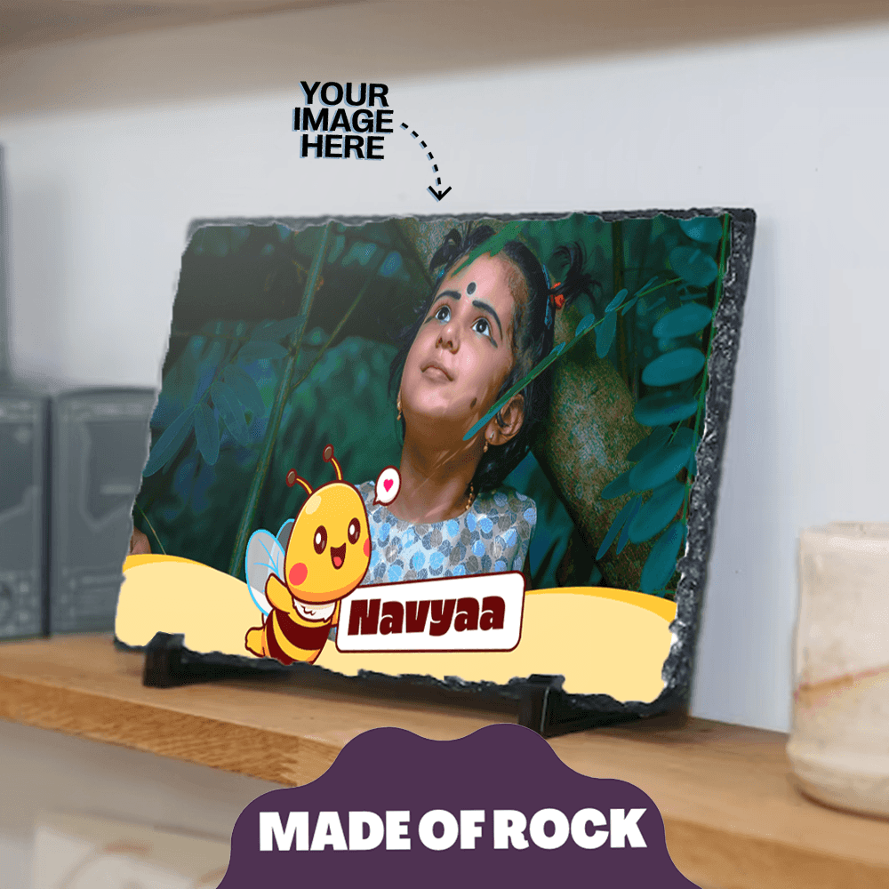 Personalized Rock Slate Photo Frame | Honey bee with Your Image - Gift Lift