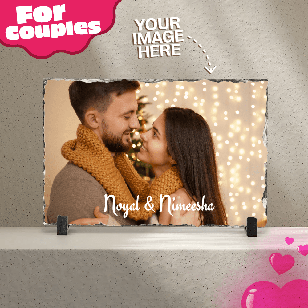 Personalized Rock Slate Rectangular Photo Frame for Valentines | with Your Image - Gift Lift