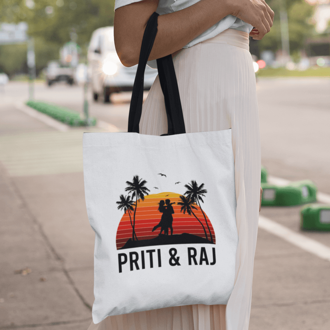 Personalized Sunset Couple Name Tote Bag - Gift Lift