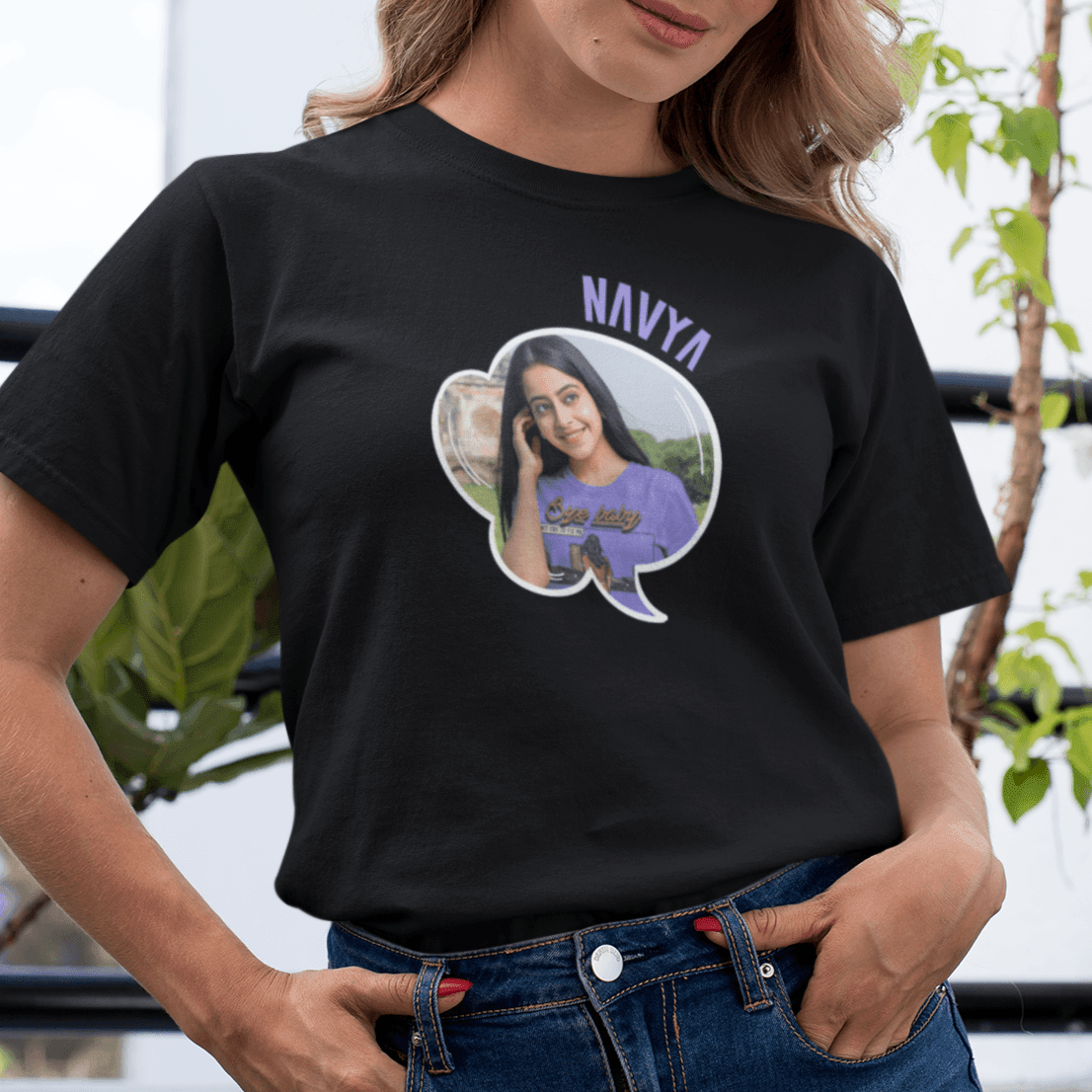 Personalized T-shirt For Her | with Her Name & Picture on a Chat bubble - Gift Lift