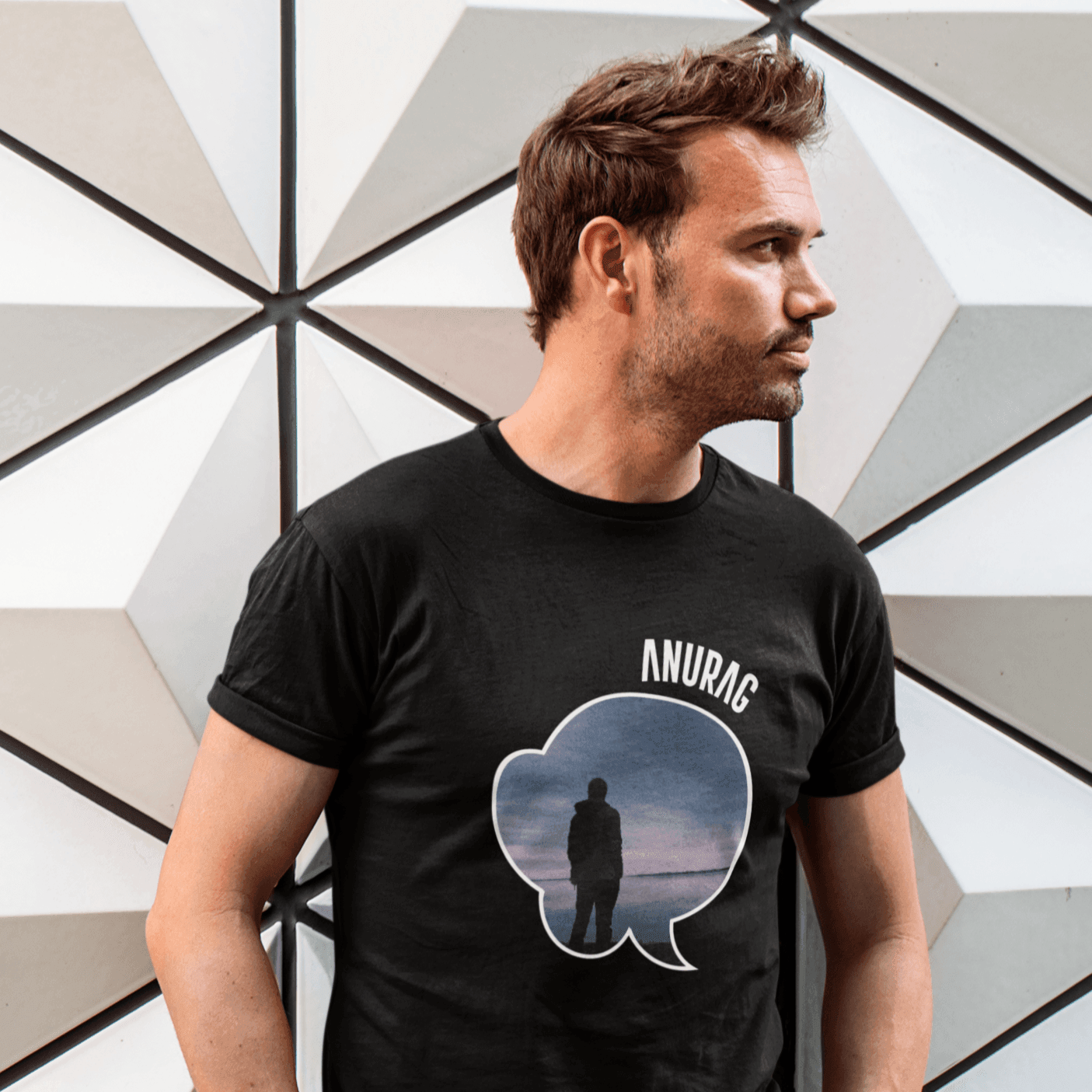 Personalized T-shirt For Him | with his Name & Picture on a Chat bubble - Gift Lift