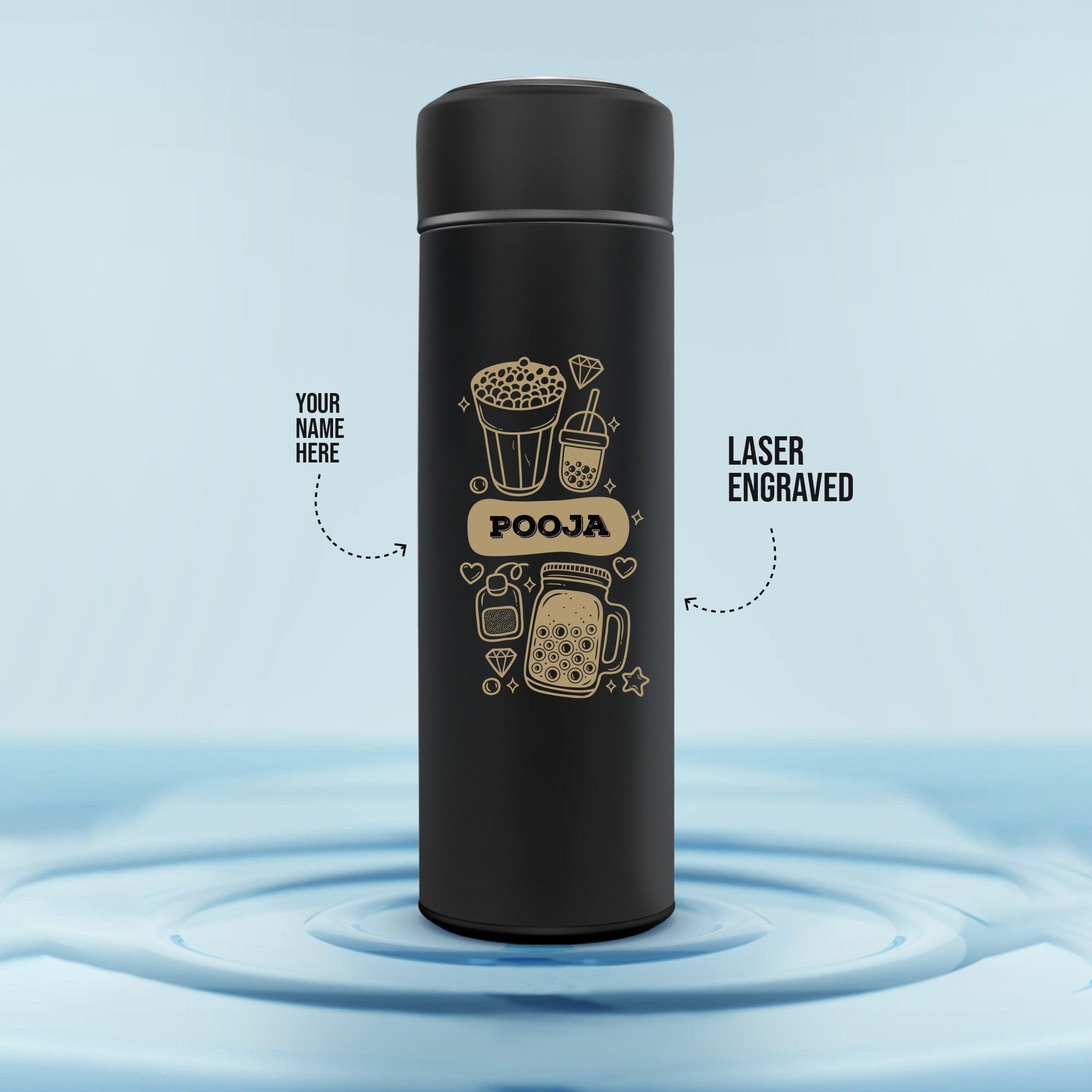 Personalized Temperature Bottle Boba Tea Doodle - Engraved (Hot & Cold Vacuum Flask) - Gift Lift