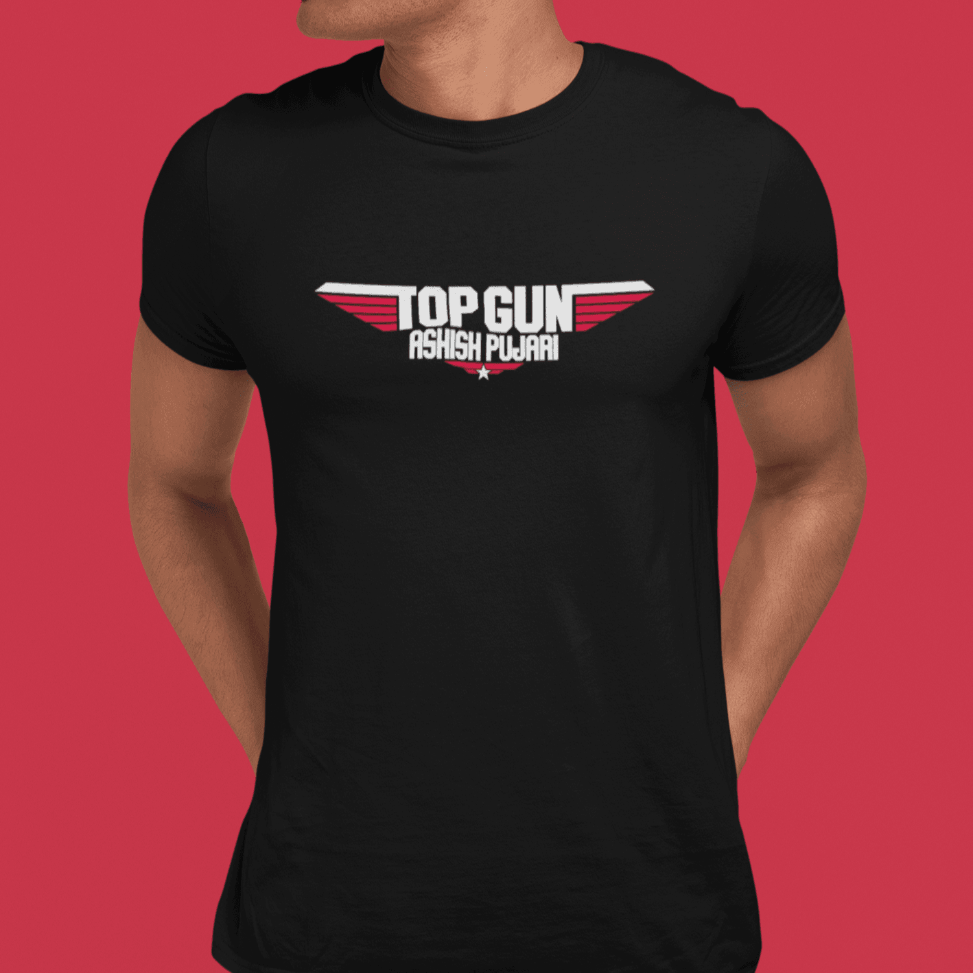 Personalized Top Gun Art T-Shirt - 100% Cotton - Black - Gift Lift