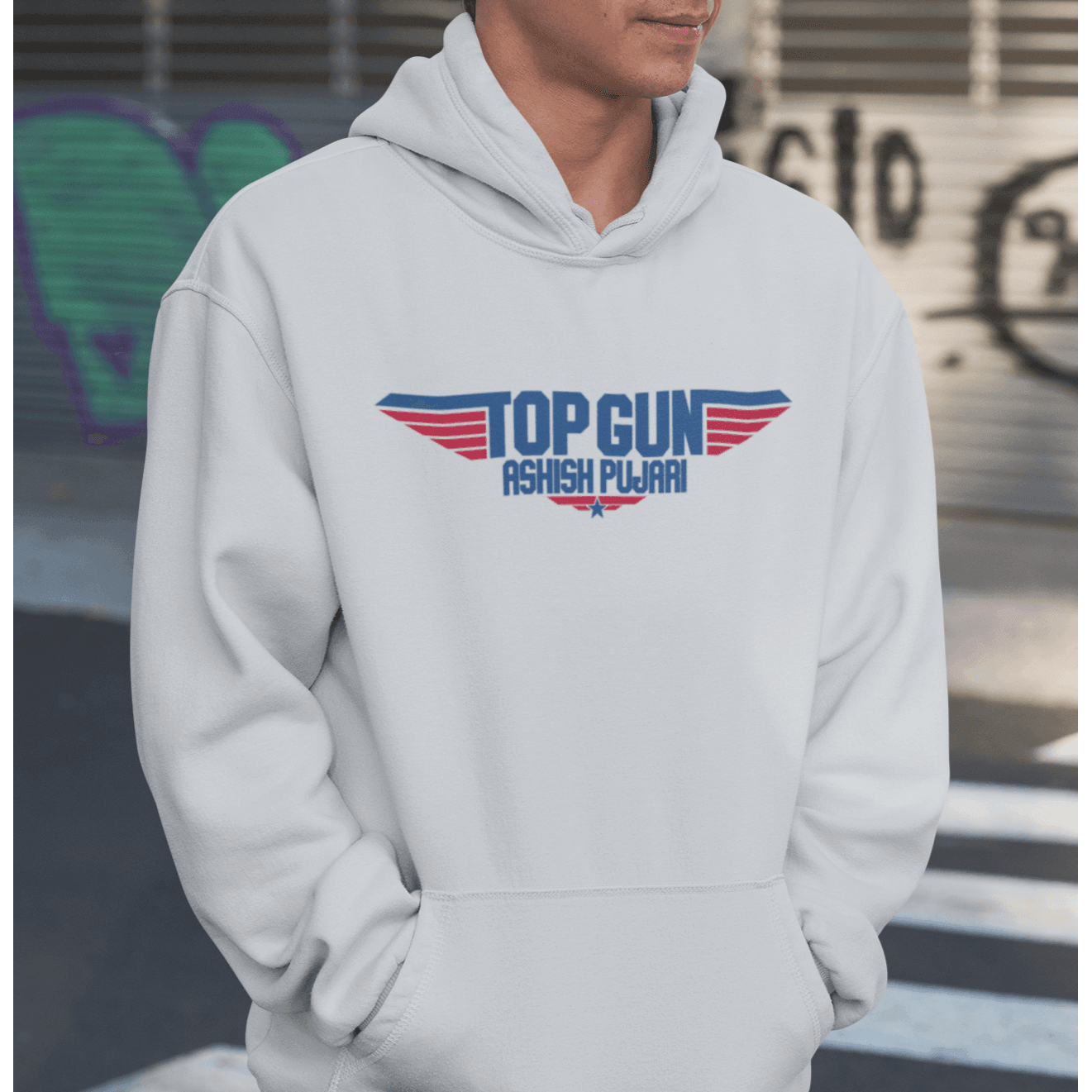 Personalized Top Gun Art Unisex Hoodie - 100% Cotton - Light Grey - Gift Lift