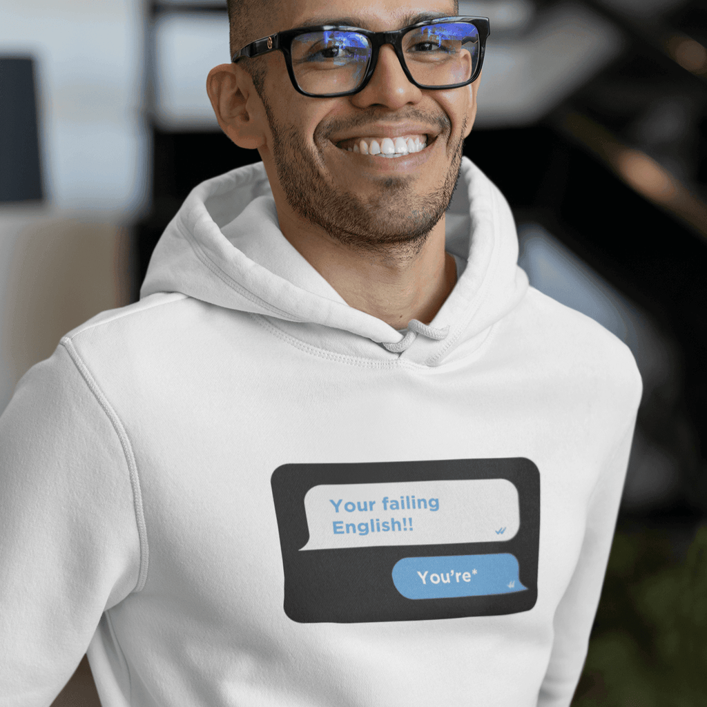 Personalized White Unisex Hoodie With Your Own Text on Chat Box - Gift Lift