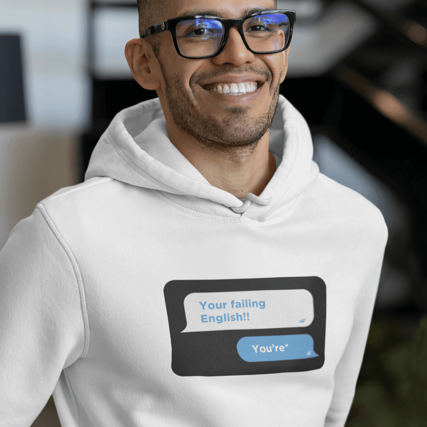 Personalized White Unisex Hoodie With Your Own Text on Chat Box - Gift Lift
