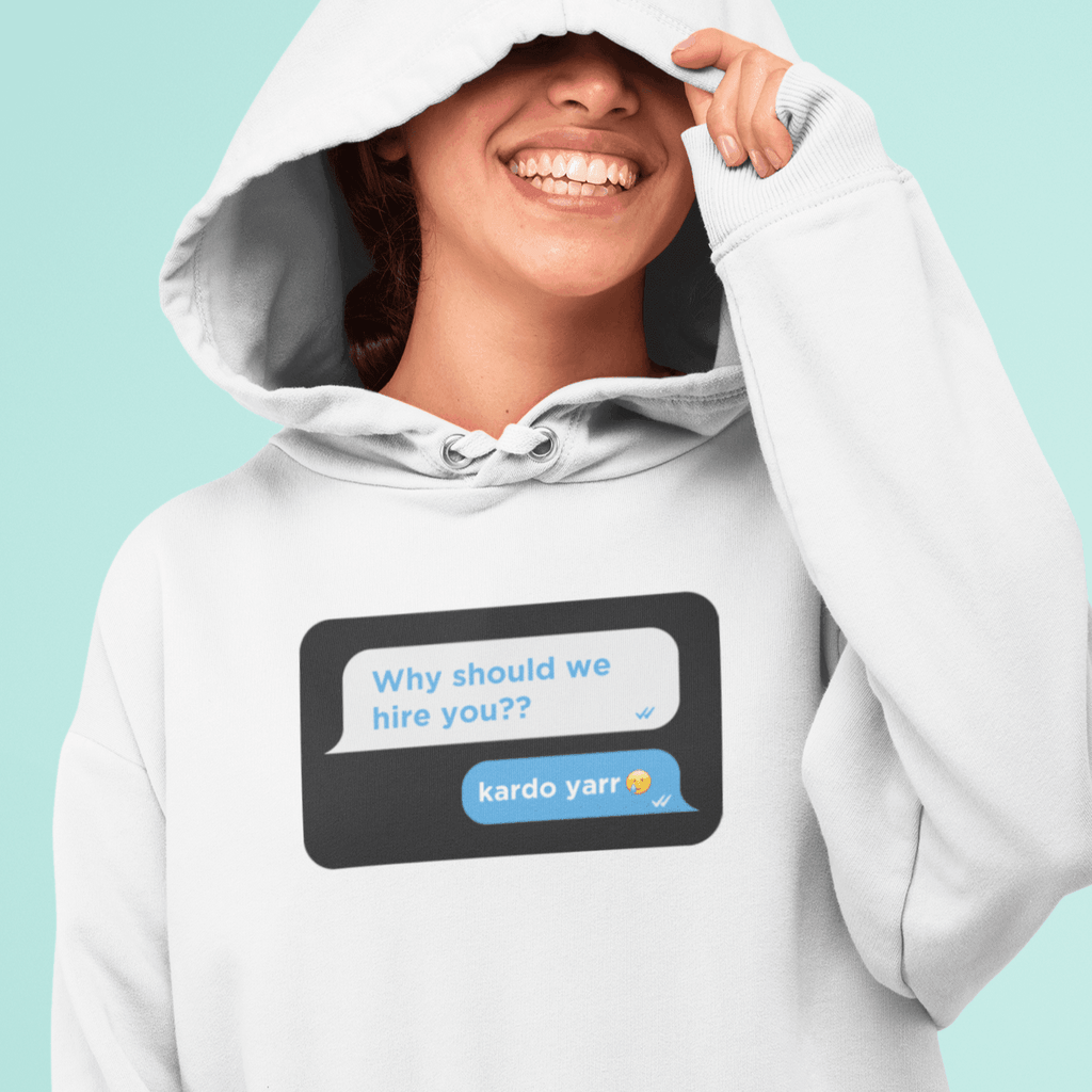 Personalized White Unisex Hoodie With Your Own Text on Chat Box - Gift Lift