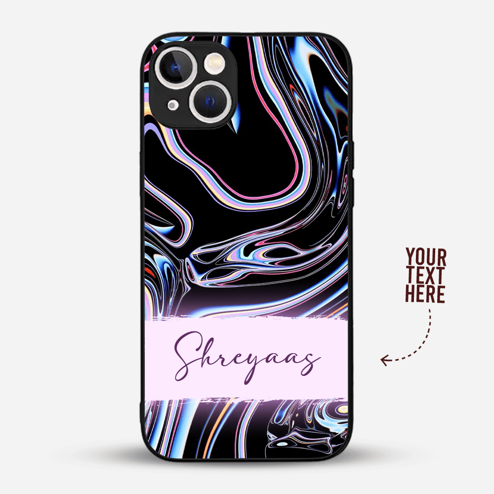 Premium Personalised IPhone Glass Back Case Cover - Holographic Design - Gift Lift