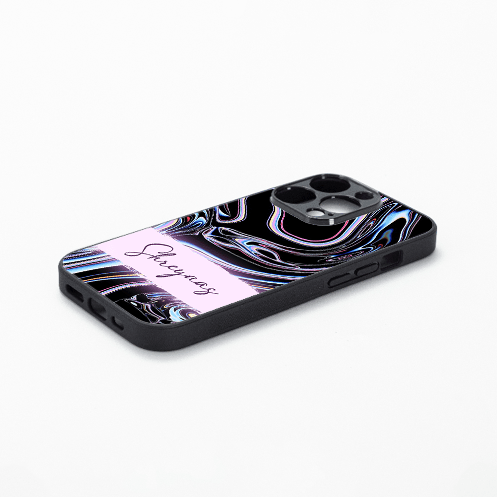 Premium Personalised IPhone Glass Back Case Cover - Holographic Design - Gift Lift
