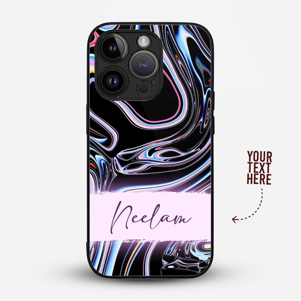 Premium Personalised IPhone Glass Back Case Cover - Holographic Design - Gift Lift