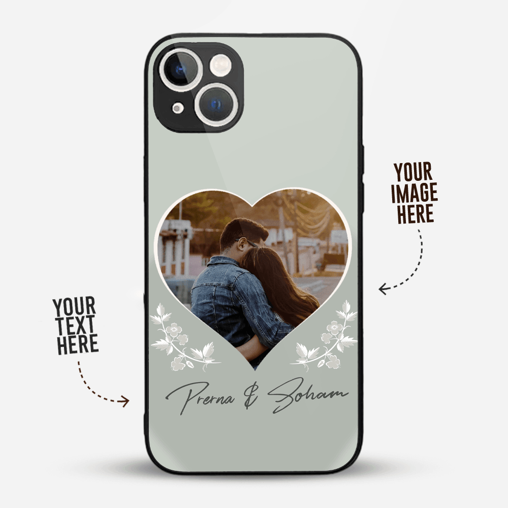 Premium Personalised IPhone Glass Back Case Cover to gift for Valentines Day - Couple in Heart - Gift Lift