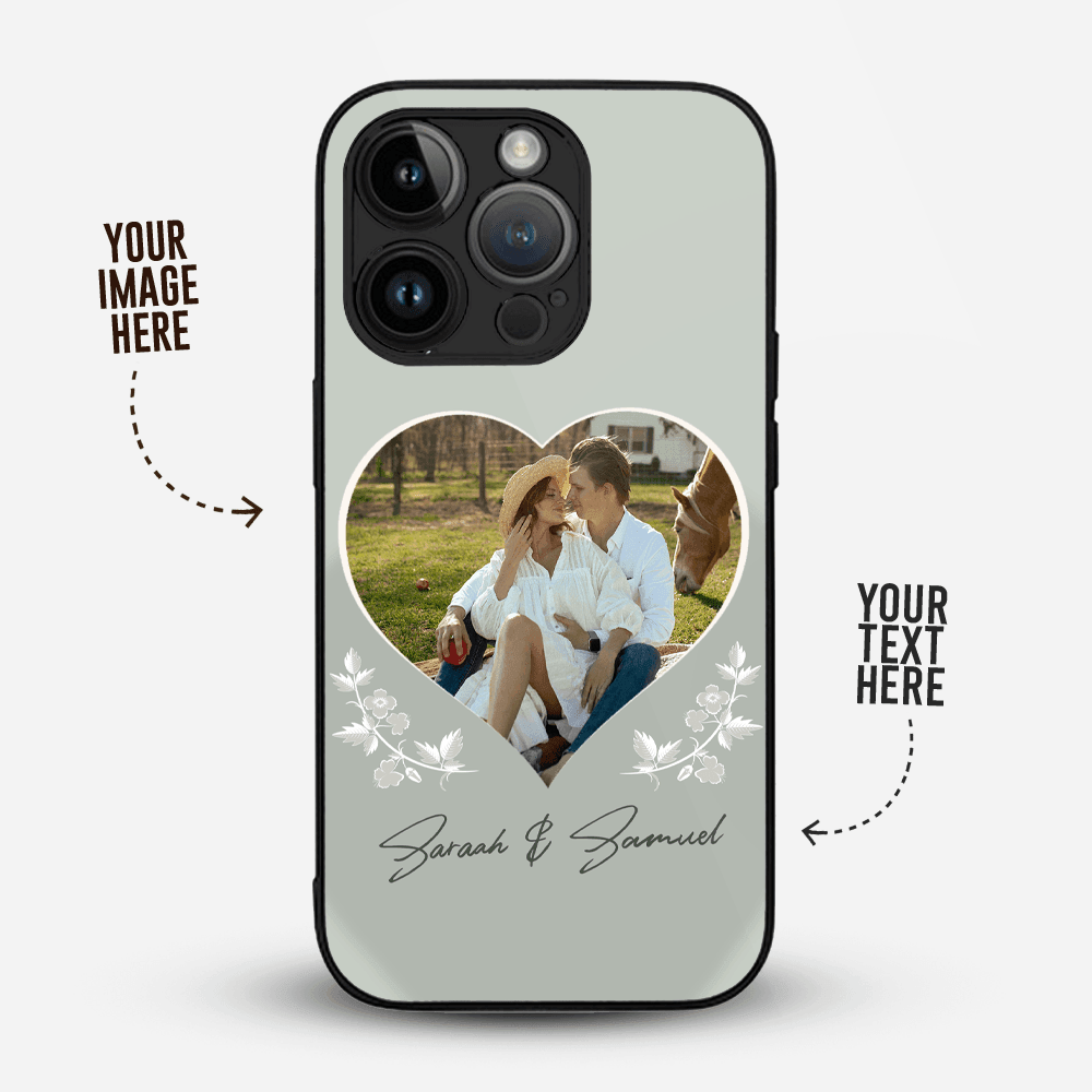 Premium Personalised IPhone Glass Back Case Cover to gift for Valentines Day - Couple in Heart - Gift Lift