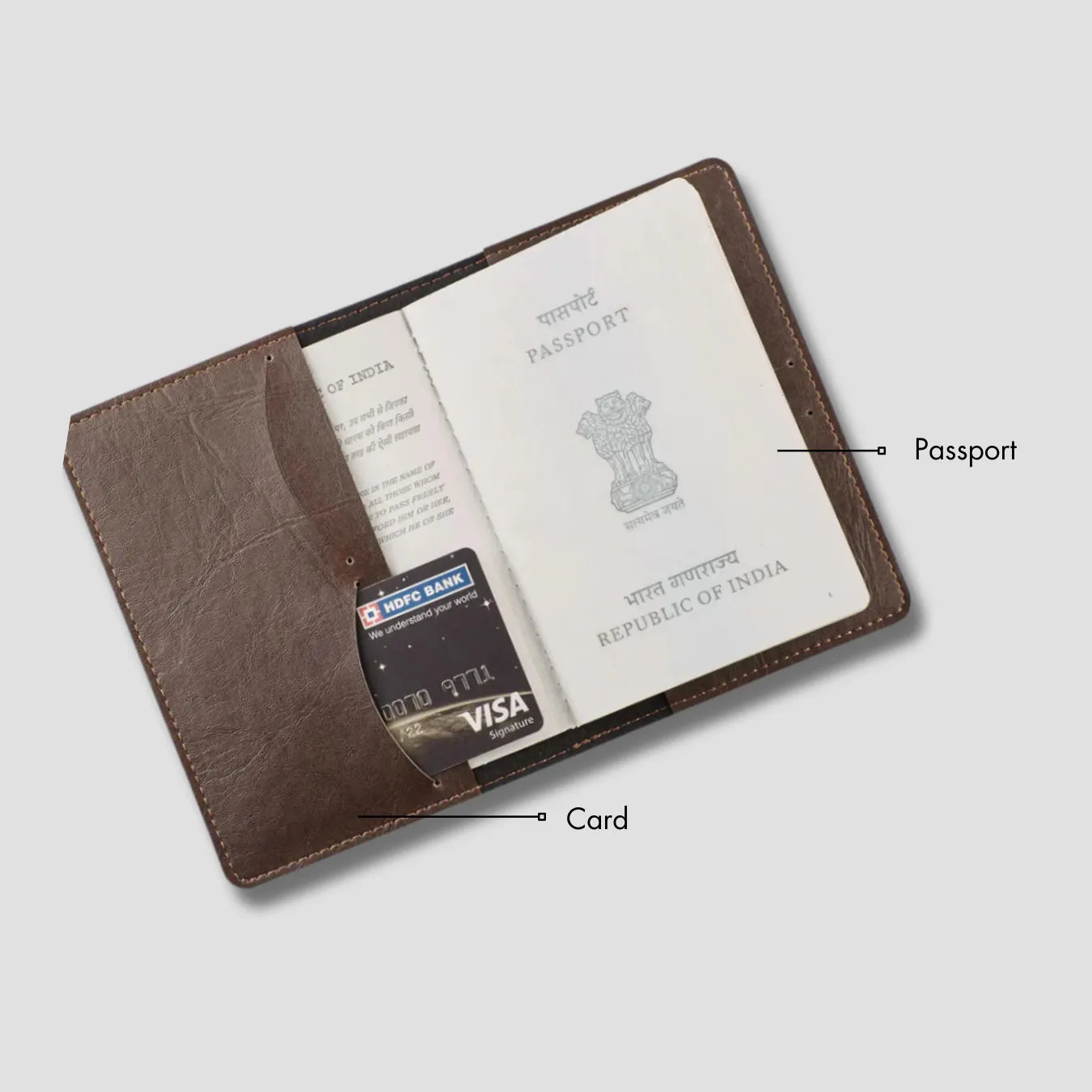 PERSONALISED PRINTED PASSPORT COVER - TRAVELER LENS - BROWN