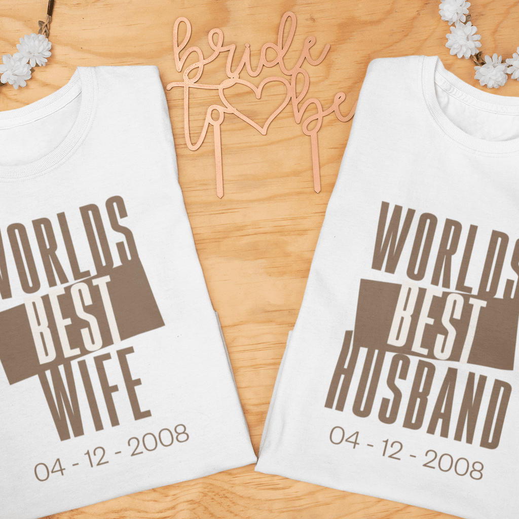 Set of 2 Personalized T-shirt for Couples | Worlds Best Husband & Wife - Gift Lift