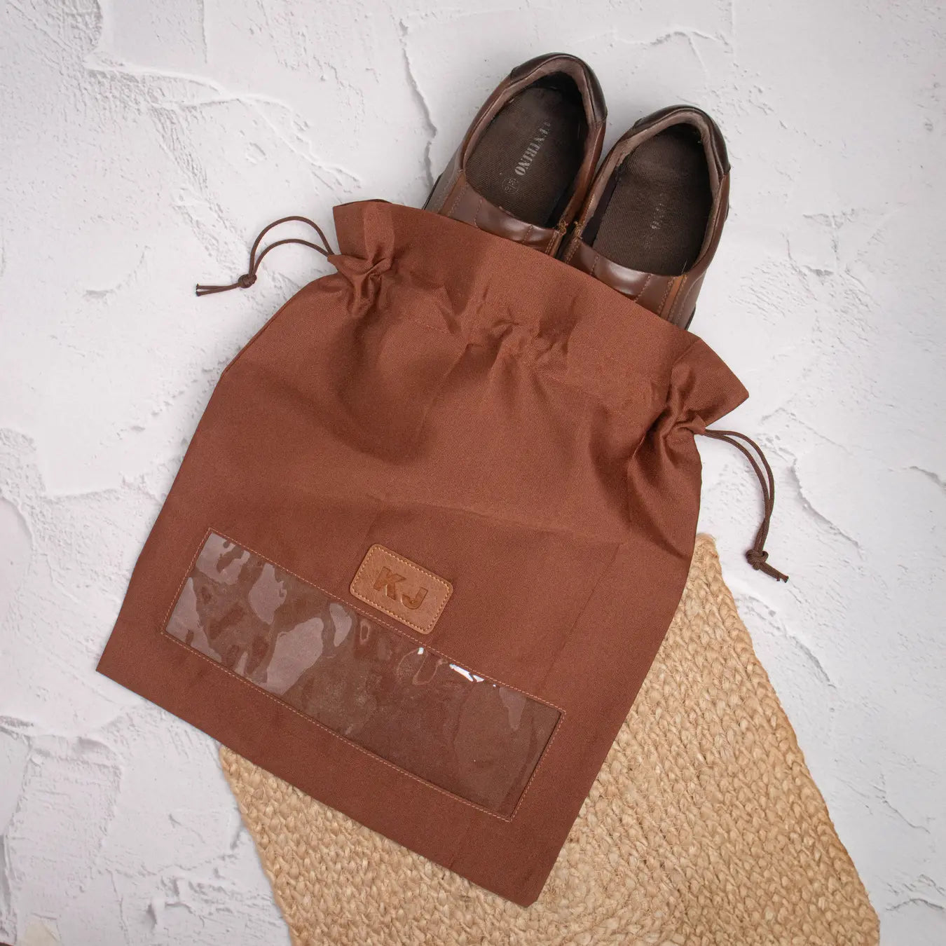 PERSONALISED SHOEBAG (SEE THROUGH) - TAN