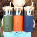 Smoothie Glass Tumblers with Straw | Personalized Borosilicate Glass & Silicone