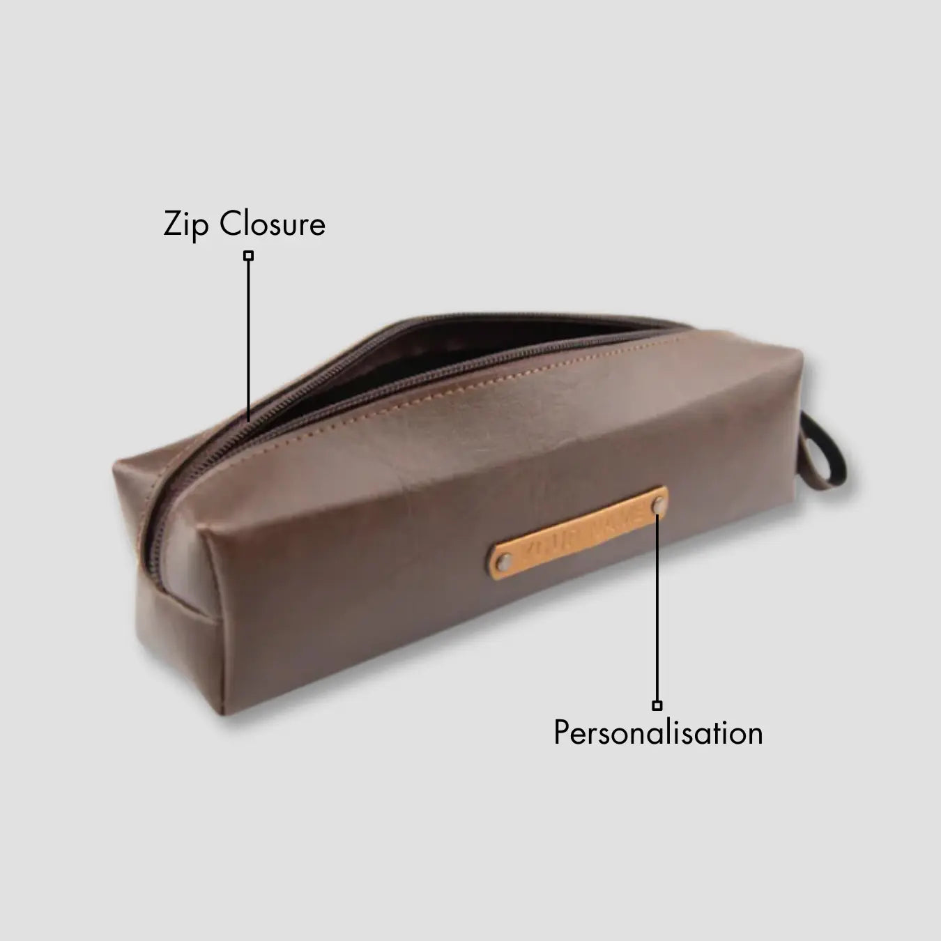 PERSONALISED STATIONERY POUCH - BROWN