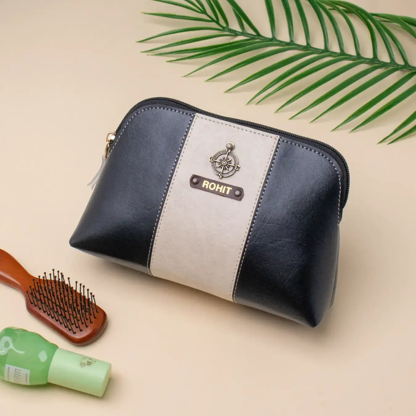 PERSONALISED STRIPE MULTIPURPOSE POUCH - BLACK