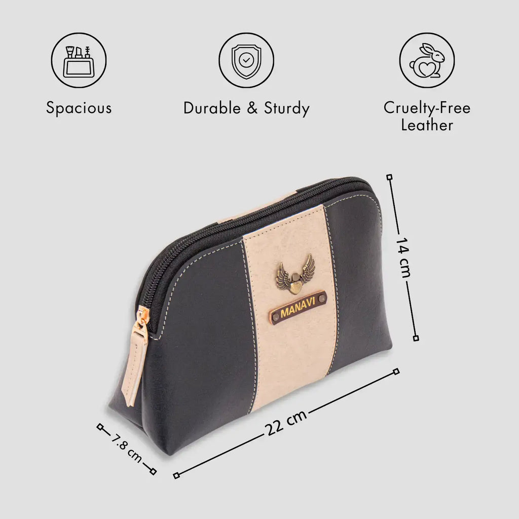PERSONALISED STRIPE MULTIPURPOSE POUCH - BLACK