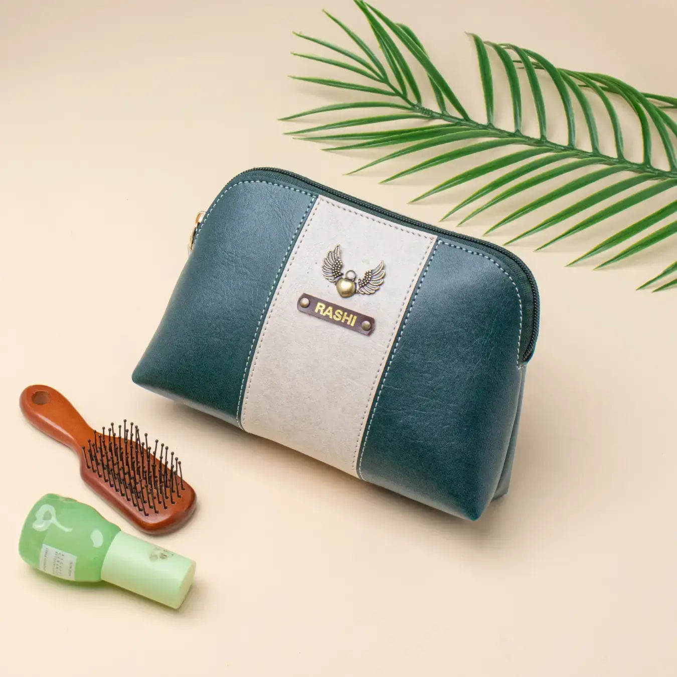 PERSONALISED STRIPE MULTIPURPOSE POUCH - GREEN